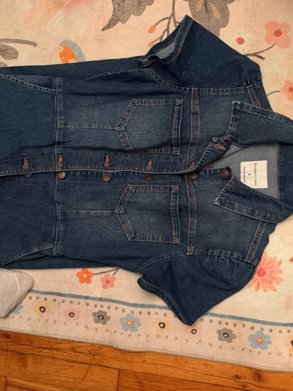 Celebrity Pink Denim Jumpsuit — Dark Wash, Size S